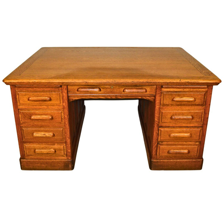 SOLD Antique Victorian Oak Raised Panel Partner’s Desk
