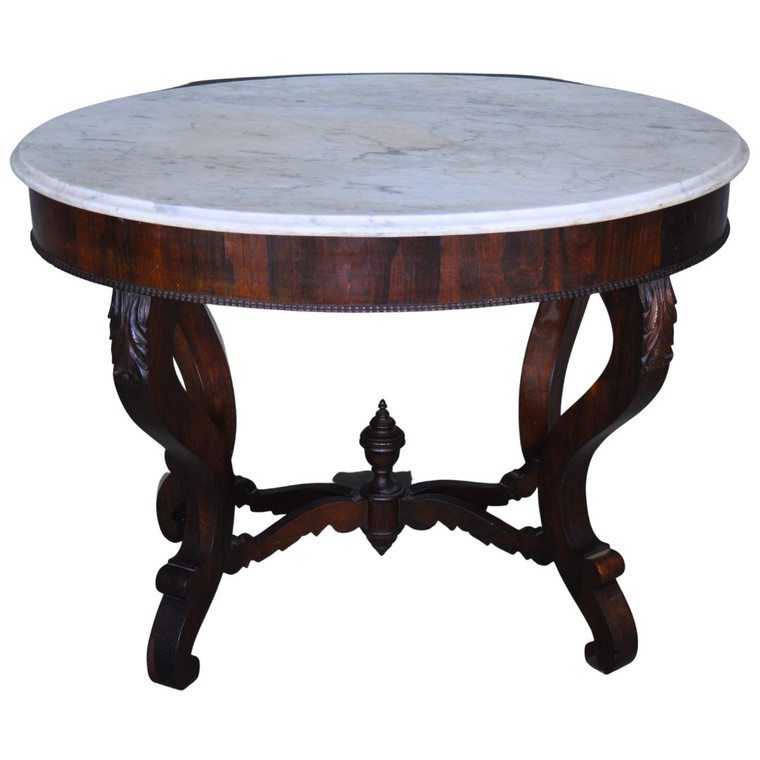 Antique Period Empire Marble Top Oval Center Table #21675