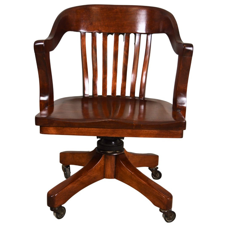 SOLD Antique Mahogany Lawyers Bankers Swivel Tilt Office Chair