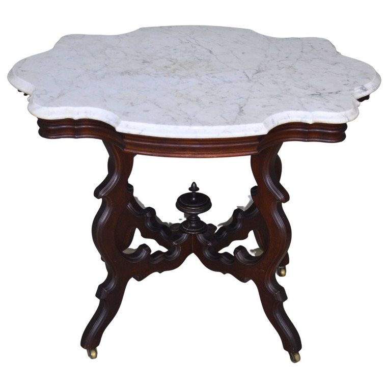 SOLD Antique Victorian Marble Top Shapely Parlor Stand