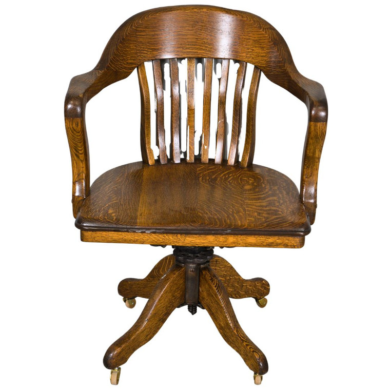 SOLD Antique Oak Lawyer's Banker's Swivel Tilt Office Chair