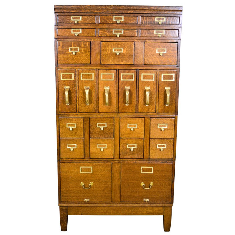 SOLD Antique Oak Sectional Multi-Drawer File Cabinet