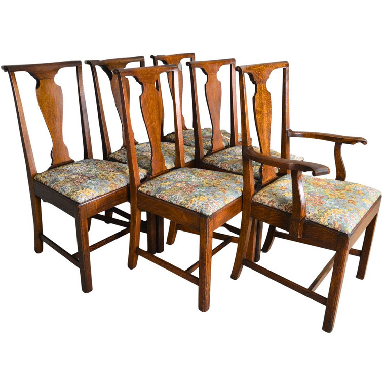 SOLD Antique Set of 6 Oak Dining Chairs by Paine
