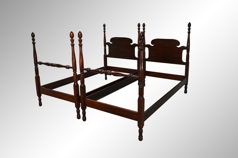 SOLD Pair of Tall Twin Poster Beds