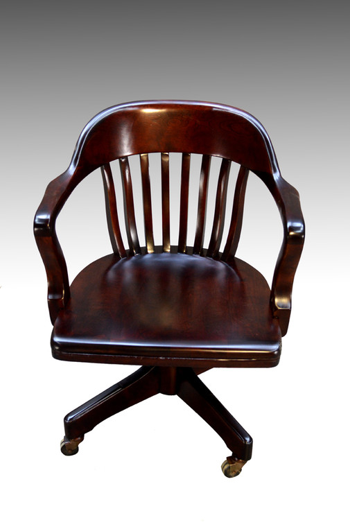 SOLD Mahogany Bankers Lawyers Swivel Tilting Office Chair