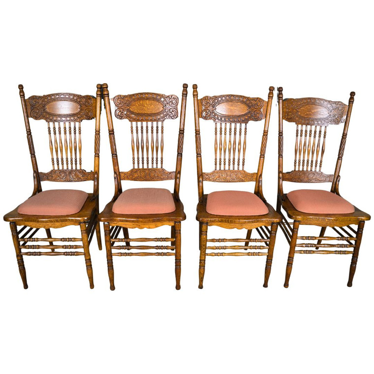 SOLD Antique Set of 4 #1 Larkin Press Back Chairs