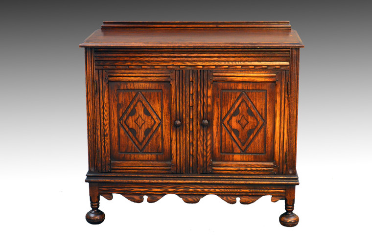 SOLD Carved Oak Server Bar Cabinet