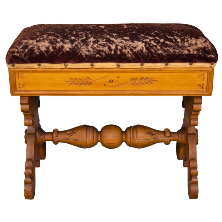 SOLD Antique Victorian Carved Hassock / Bench Flip Seat