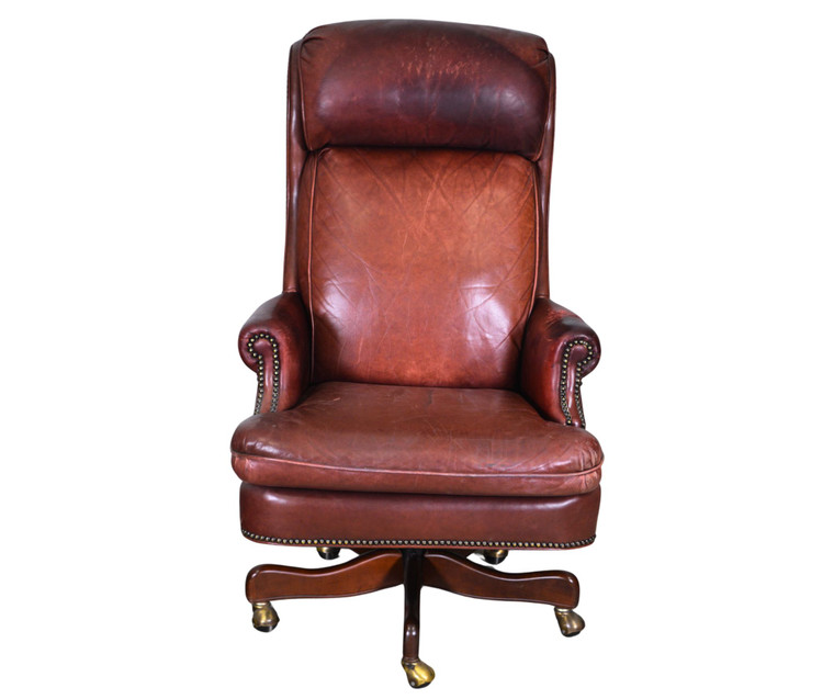 SOLD Antique Tall Leather Swivel Office Chair