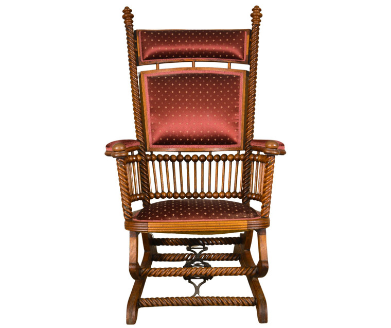 SOLD Antique Barley Twist Platform Rocker by Hunzinger