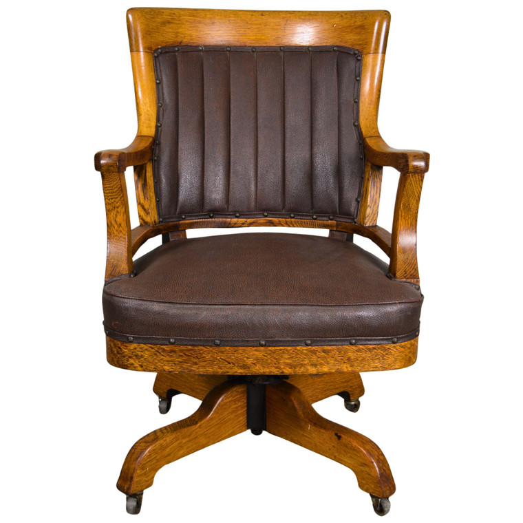 SOLD Antique Victorian Oak Lawyers Bankers Office Chair – Classy