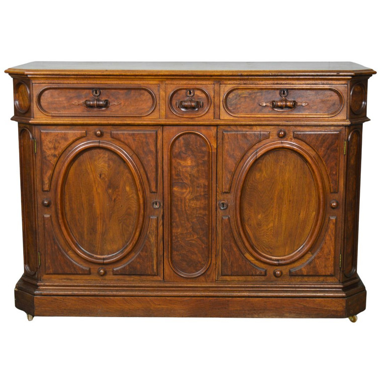 SOLD Antique Victorian Burl Walnut Sideboard