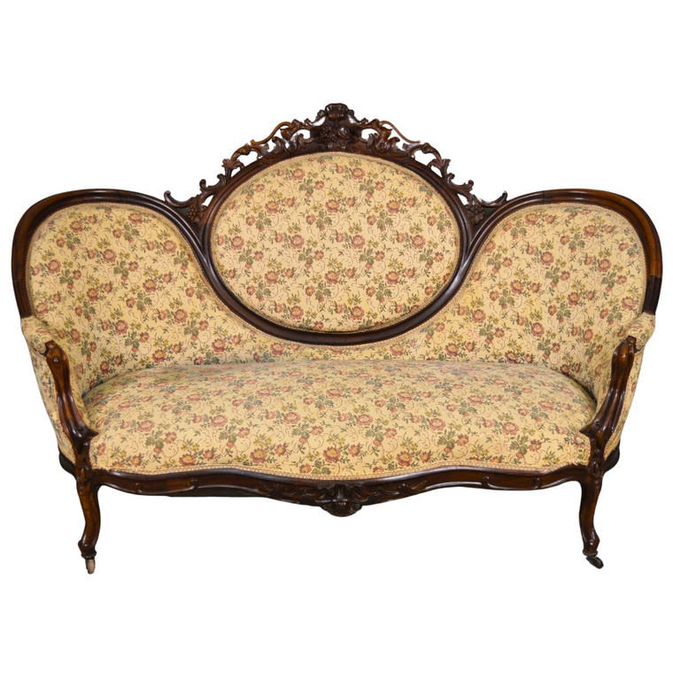 SOLD Antique Victorian Hand Carved Cameo Sofa