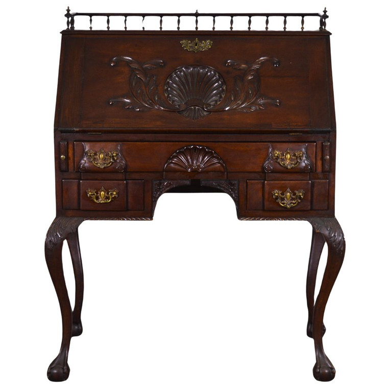 SOLD Antique Bench Made Carved Chippendale Desk