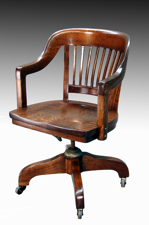 SOLD Tiger oak Lawyer's Curved Back Office Chair