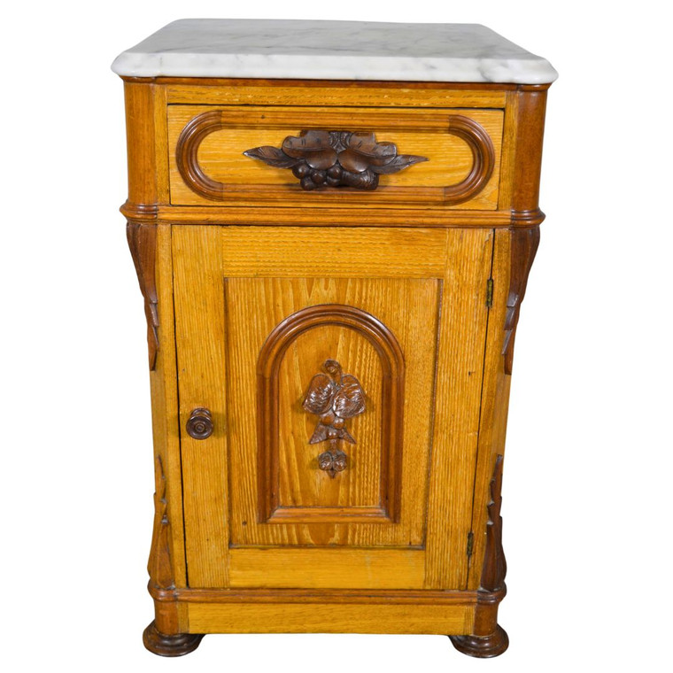 SOLD Antique Victorian Marble Top Half Commode – Unusual Wood