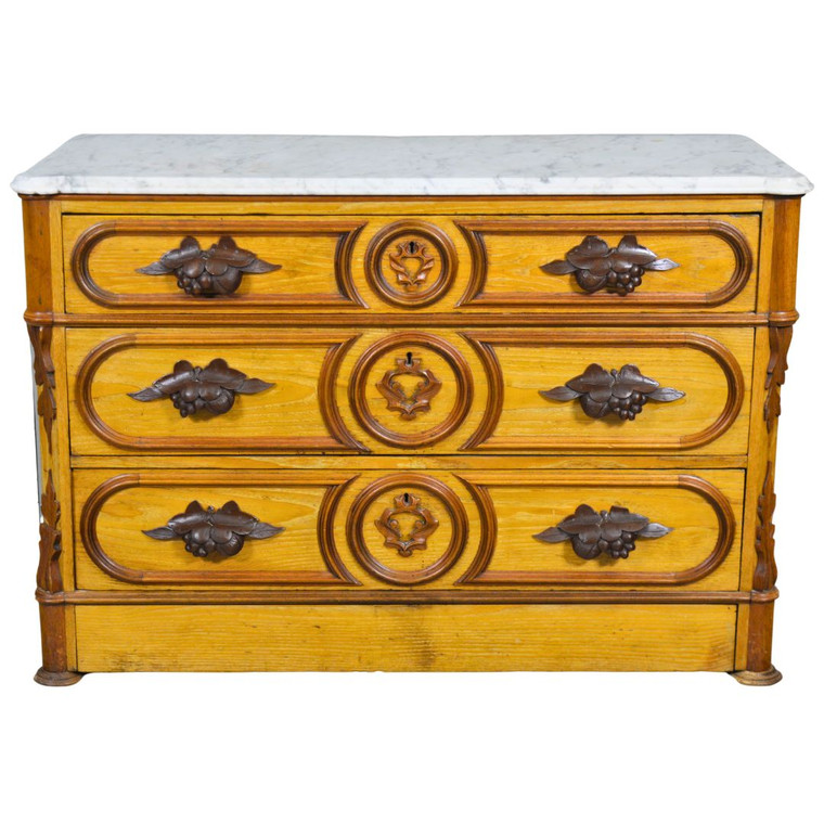SOLD Antique Victorian Marble Top Carved Dresser