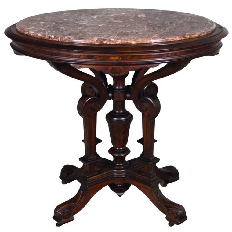 SOLD Antique Victorian Outstanding Oval Marble Top Parlor Table