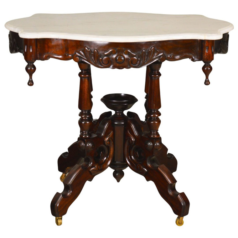 SOLD Victorian Style Marble Top Turtle Top Parlor Stand