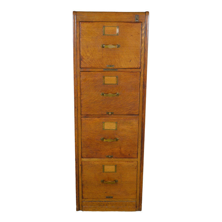 SOLD Antique Oak Four-Drawer File Cabinet - Bureau of Sole Makers