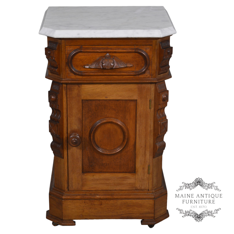 SOLD Antique Victorian Fully Loaded Marble Top Half Commode
