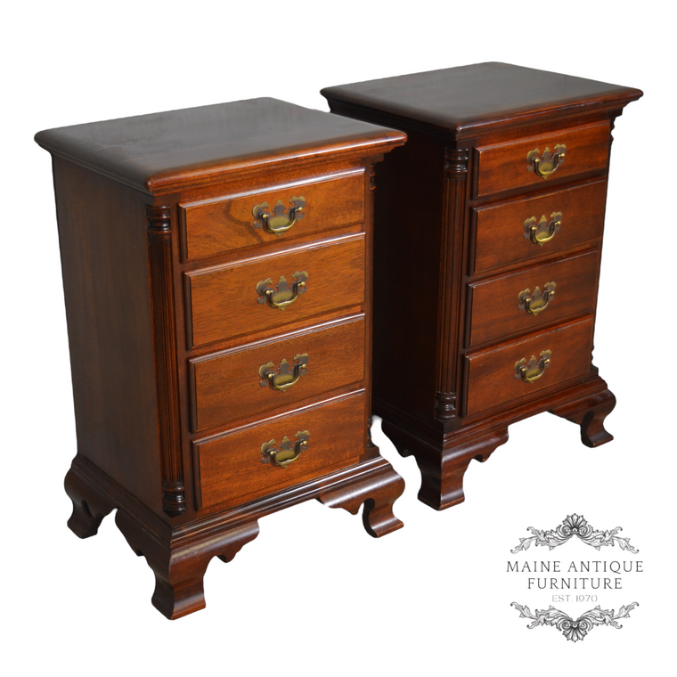 SOLD Vintage Mahogany Four Drawer Nightstands by Kling