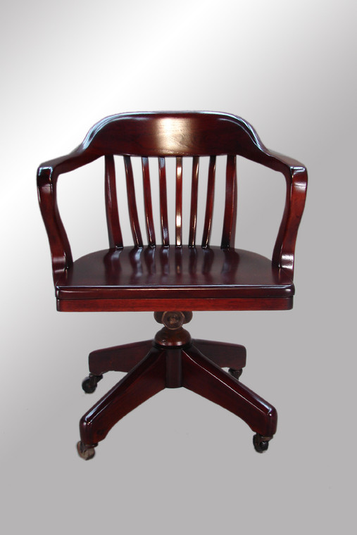 SOLD Mahogany Banker's / Lawyer's Swivel Tilt Office Chair