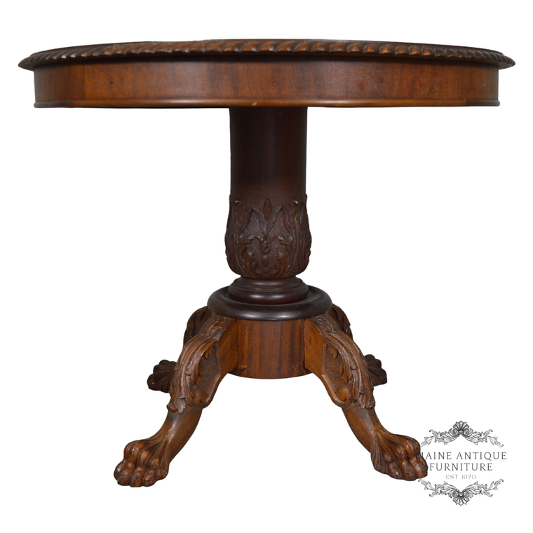 SOLD Antique 1890s Mahogany Claw Foot Small Dining Room Table, Parlor Stand