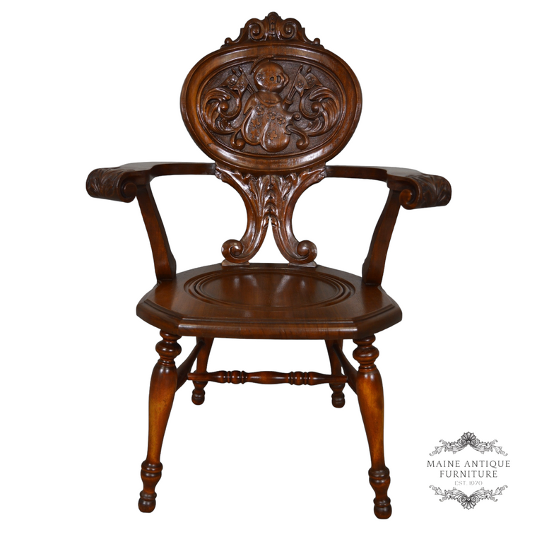 SOLD Antique Carved Mahogany Portrait Chair