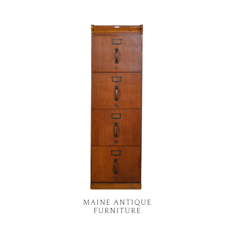 SOLD Antique Tiger Oak Four Drawer Legal File Cabinet