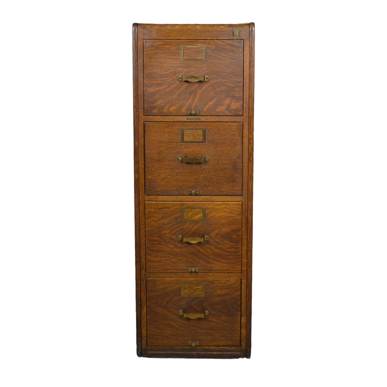 SOLD Antique Oak Four-Drawer File Cabinet - Bureau of Sole Makers, 1890s-1900s