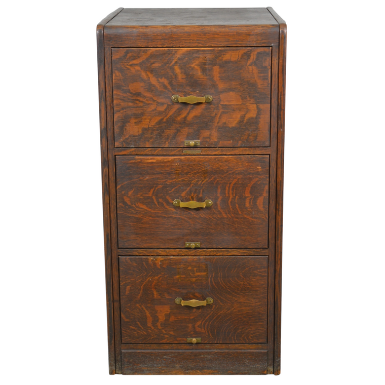 SOLD Antique Oak Legal Size Three Drawer File Cabinet – Unusual Size, 1900s