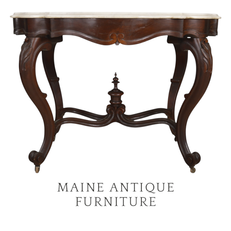 SOLD Antique Victorian Marble Top Center Table – Turtle Top, Mahogany