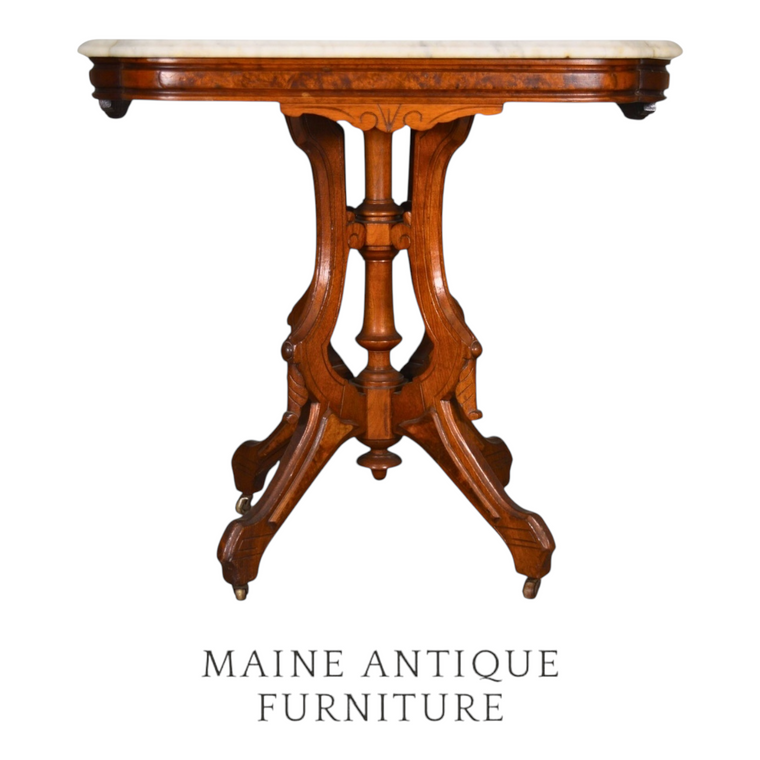 SOLD Antique Victorian Marble Top Shapely Parlor Table Stand