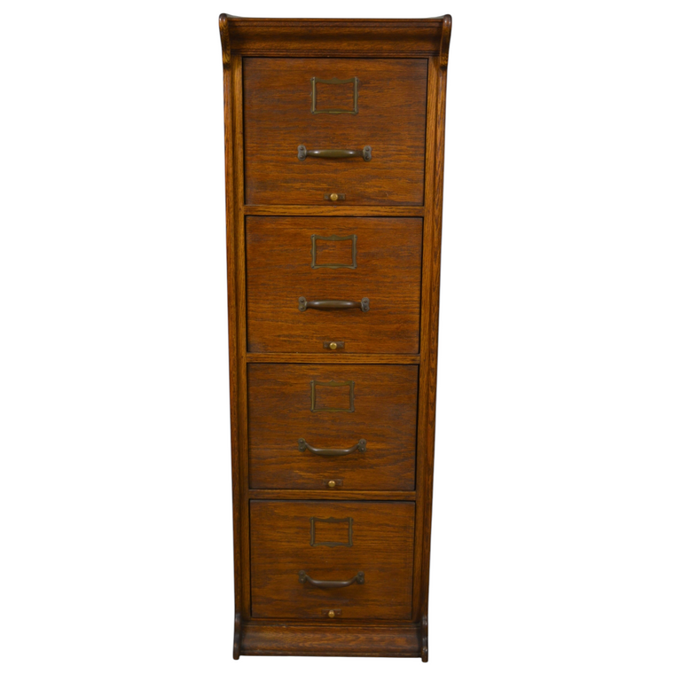 SOLD Antique Oak Four Drawer File Cabinet – 1950s/1960s Style Globe Cabinet