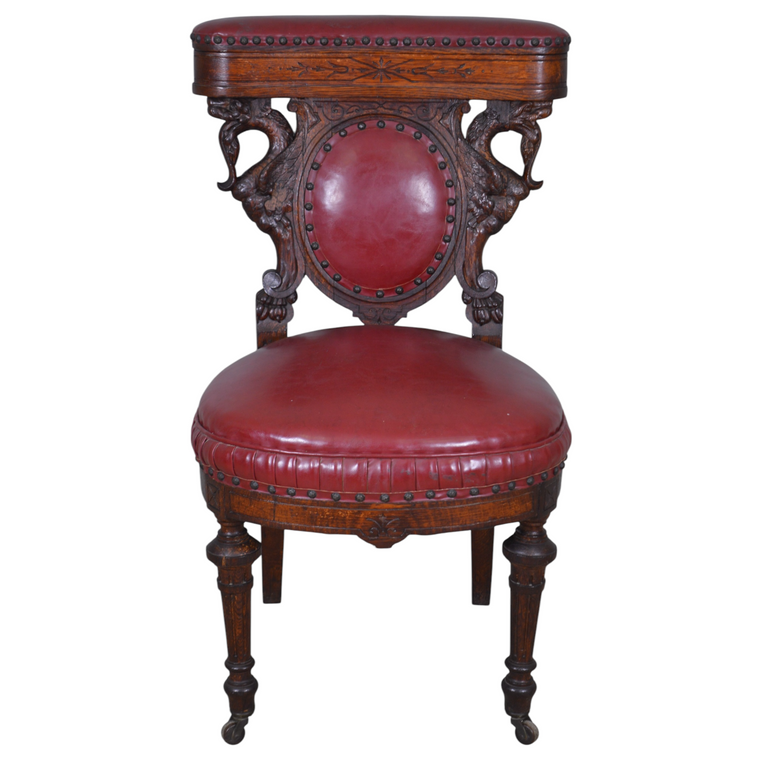 SOLD Antique Victorian Prayer Chair with Carved Figures