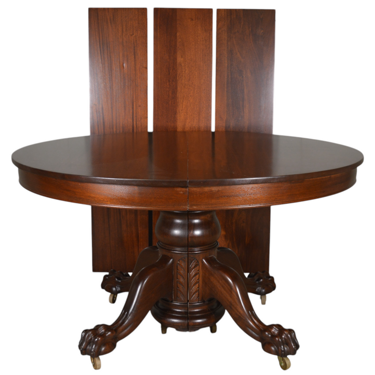 SOLD Antique Mahogany Round Ball and Claw Dining Table