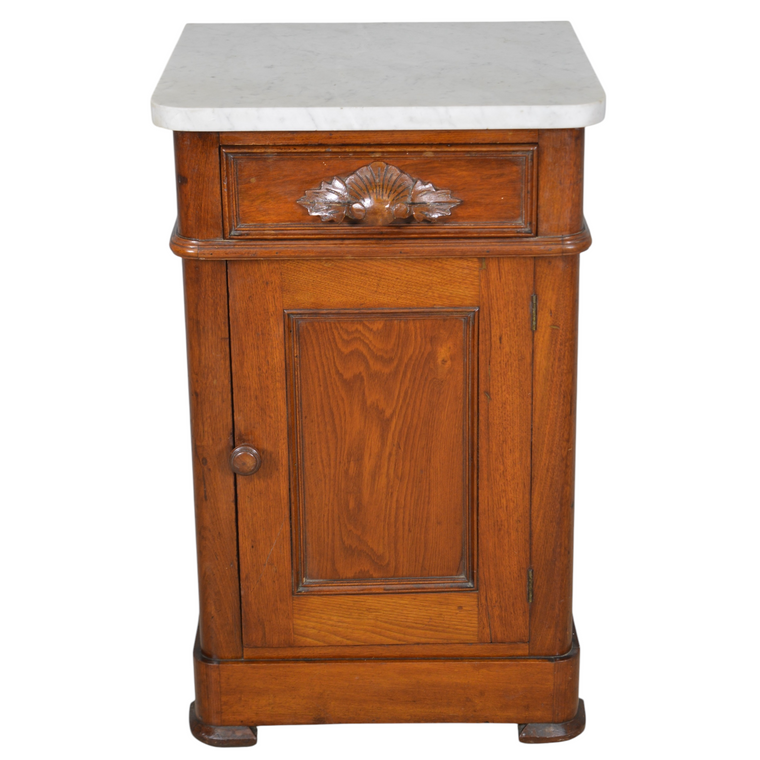 SOLD Antique Victorian Marble Top Half Commode or Nightstand