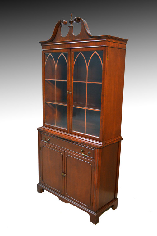 SOLD Mahogany Duncan Phyfe Step Back China Cabinet Closet 1940s