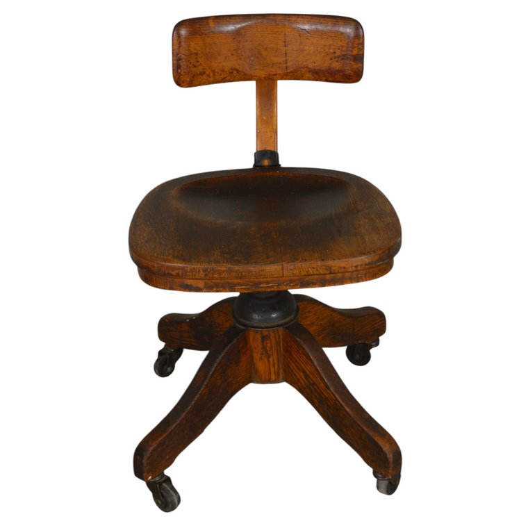 Antique Oak Telephone Operator Chair, Adjustable Tilt & Backrest, 1910s #22393