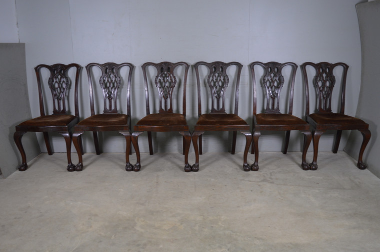 SOLD Antique Set of 6 Mahogany Ball and Claw Dining Room Chairs
