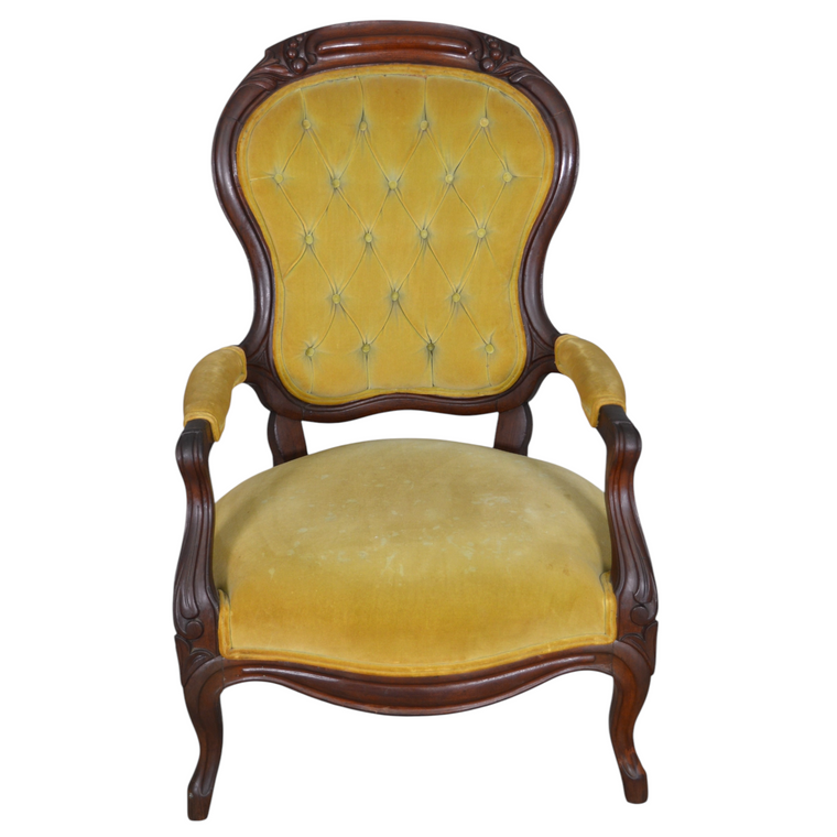 Antique Victorian Grape Carved Ladies Armchair, Medallion Back, Walnut #22398