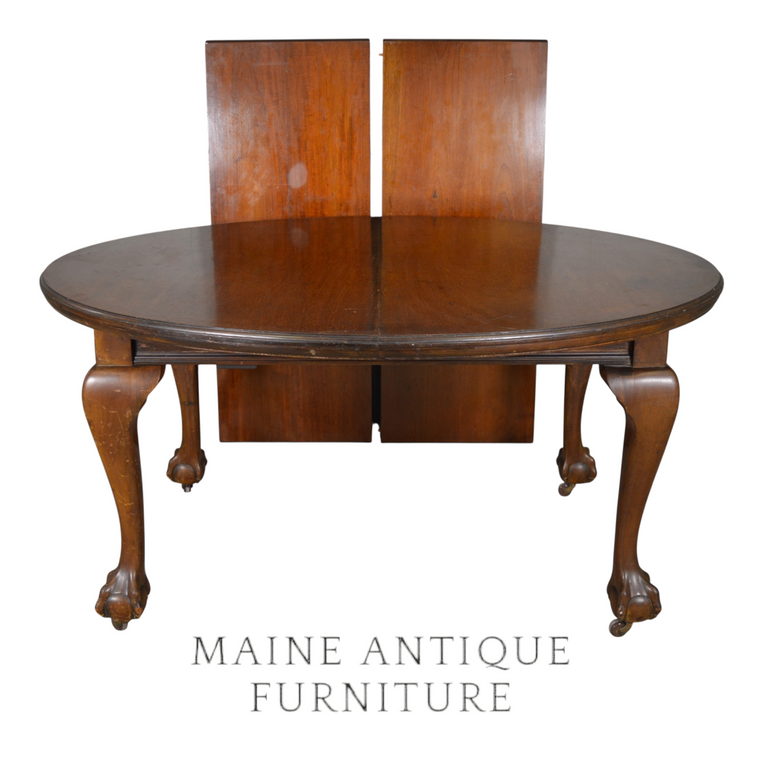 SOLD Antique Victorian Mahogany Oval Banquet Table w/ 3 Leaves, Crank Extension, 1890s