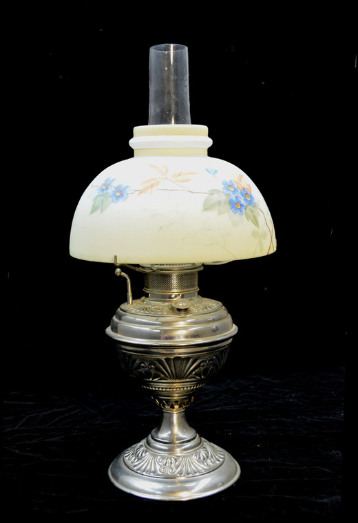 SOLD Victorian Nickel Plated Rayo  Lamp