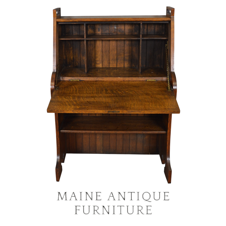 SOLD Antique Victorian Carved Oak Slant Top Desk – Horner Style - 1890s