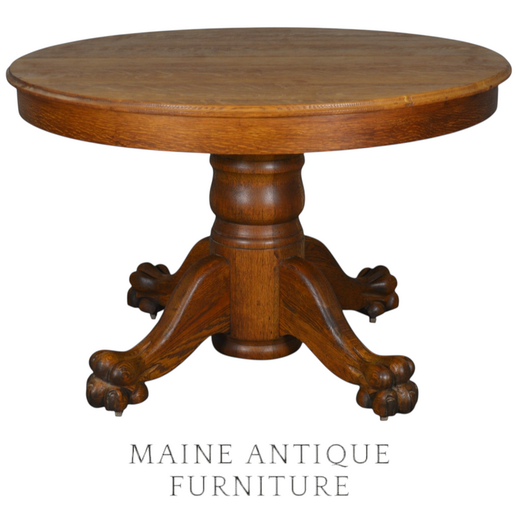 SOLD Antique Victorian Round Oak Claw Foot Dining Table – 1890s