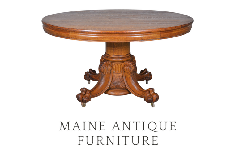 Stunning Round Oak Dining Table – 54” Solid Top – Claw Foot - 1890s #22438
