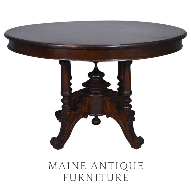 SOLD Antique 49” Round Mahogany Dining Table - Victorian Era Beauty