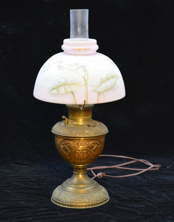 SOLD Brass Embossed Victorian Rayo Aladdin Lamp