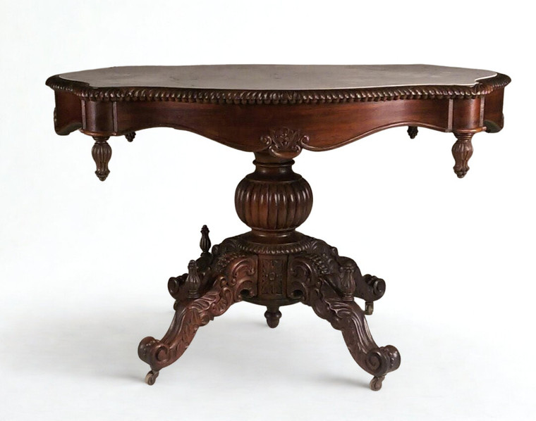 Antique Rosewood Marble Top Center Table – Belter Quality Victorian #22466